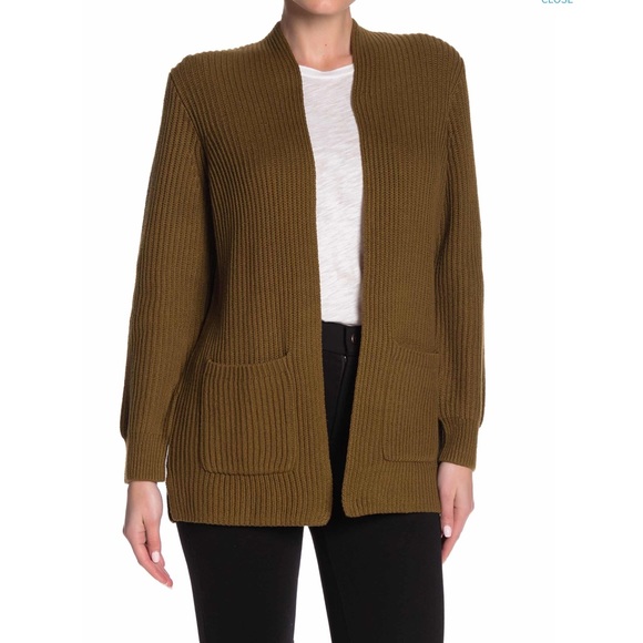 ribbed open front cardigan